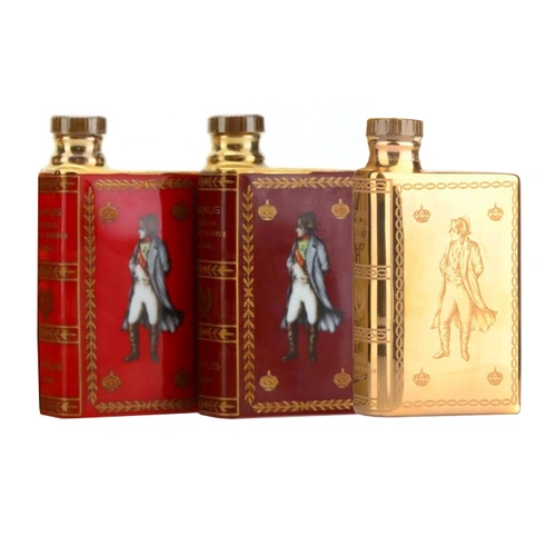 Camus Napoleon Bicentenary Cognac 3x Miniature Red, Burgundy and Gold Decanters