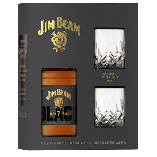 Jim Beam Black 7 Year Old Gift Set with 2 Glasses