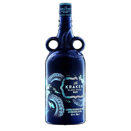 Kraken Black Spiced Rum Unknown Deep Blue Ceramic Decanter