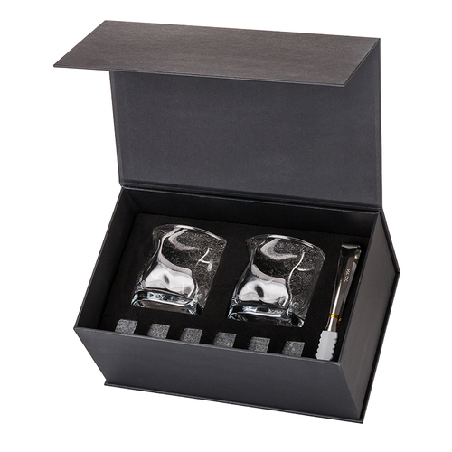 Gift Box with Whisky Tumblers and Stone Ice Cubes